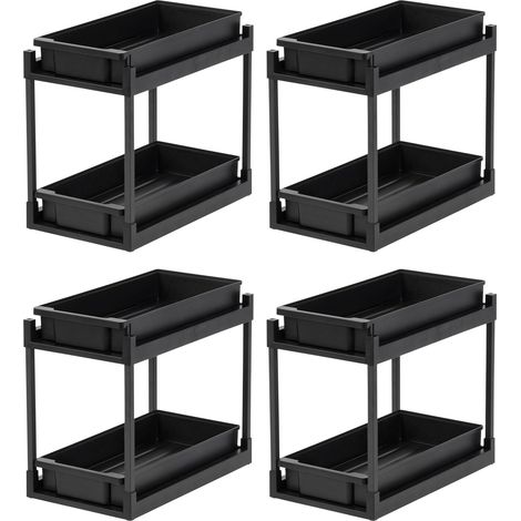 USA 500298 Lot de 4 organiseurs sous évier, noir (1/4)