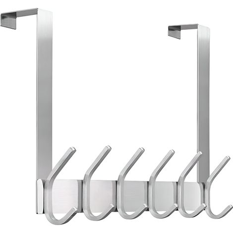 TOJ Living Porte-manteau de porte 12 crochets – Patère de porte – Sans perçage – Style moderne & industriel – Acier inoxydable – 43 cm – argent (1/4)