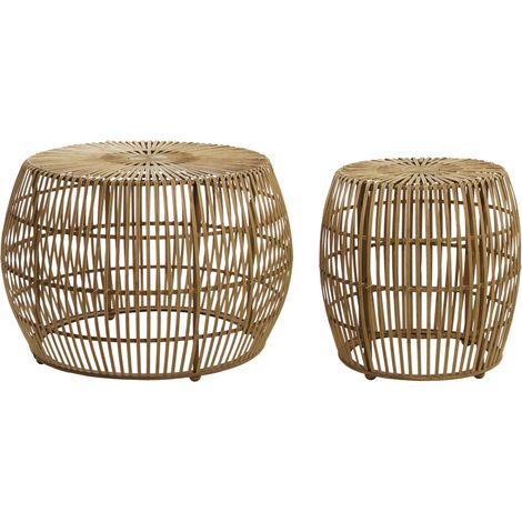 Table Café Set 2 Bambou 70X70X50 Naturel (1/4)