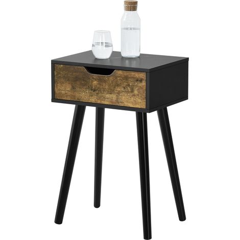 Beistelltisch Östersund 60x40x30 cm Schwarz/Dunkler Holzton [en.casa]