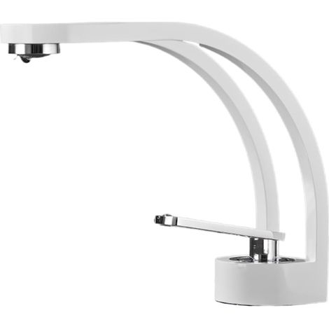 Robinet de cuisine Robinet de lavabo créatif tout en cuivre, robinet de vanité sous-vasque de salle de bains, robinet d'eau chaude et froide, Chrome blanc(White Sliver) (1/5)