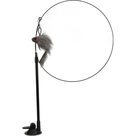 Baguette à plumes interactive et amusante pour chat avec ventouse pour chats et rats gris (1/5)