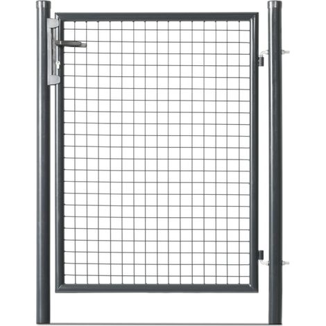 Easycloture – Portillon grillagé 1m00 en acier galvanisé – Maille 50 x 50 mm – Poussant droit – Traitement thermolaqué gris anthracite