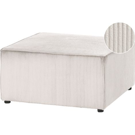 Otomana de pana blanco crema 83 x 83 cm reposapiés diseño moderno Lemvig (1/5)