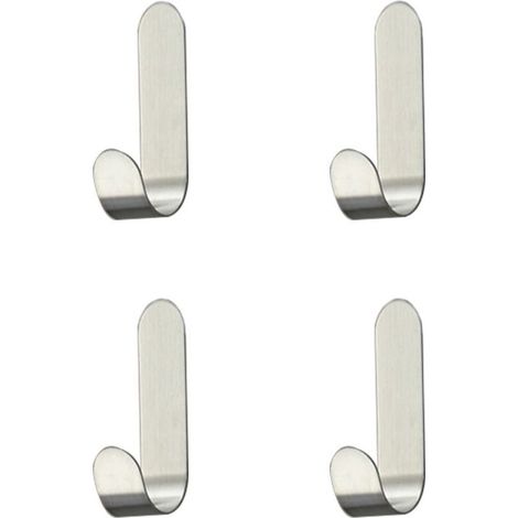 4-teiliges Set selbstklebender Edelstahlhaken für Handtücher, Schlüssel, Haushalt, Küche, Bad, rostfrei und wasserdicht (1/5)