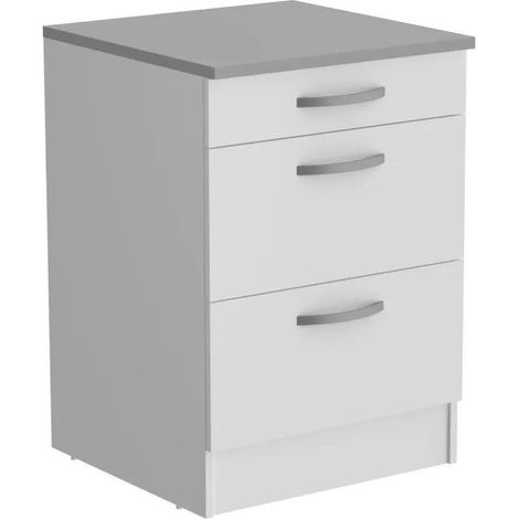 Oslo Unterschrank Weiß 60 cm Breite 3 Schubladen