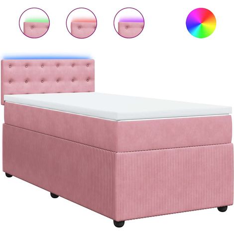 Maison Exclusive - Sommier à lattes de lit avec matelas Rose 100x200 cm Velours (1/5)