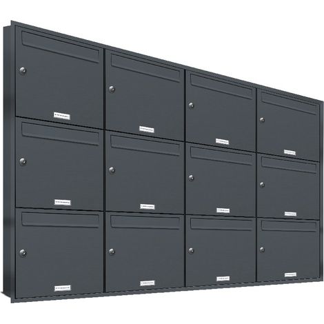 12er Briefkasten Anlage Unterputz Montage RAL 7016 Anthrazit (1/5)