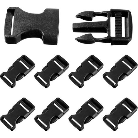 Lot de 8 boucles et attaches noires,4,8 × 2 × 2,2 cm,Boucles en plastique,Boucles à ouverture rapide,Boucles réglables pour sac à dos (1/5)
