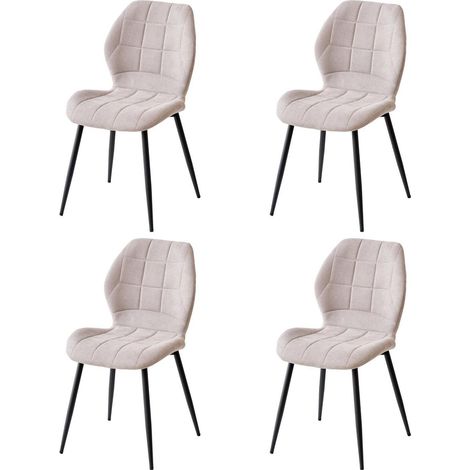 Esszimmerstühle 4er Set, nordisch, gepolstert, beige, Metallbeine (1/5)