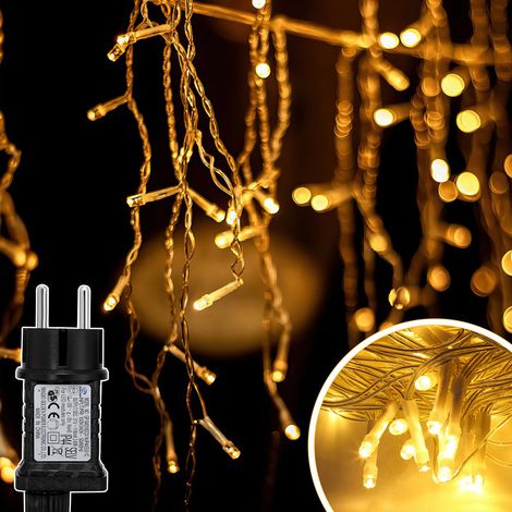 Jiubiaz 10M 200LEDs Eisregen Lichterkette Warmweiß, Fenster Lichtervorhang mit 8 Modi IP44 Wasserfest, Weihnachtsbeleuchtung Party Balkon Garten Deko (1/5)