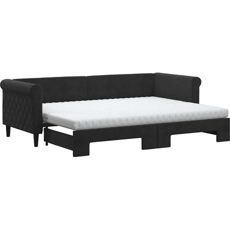 Maison Exclusive - Lit de jour avec lit gigogne et matelas noir 80x200 cm velours