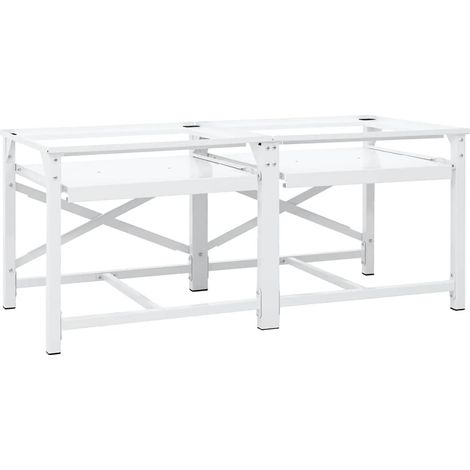 vidaXL Double socle pour machine à laver étagères coulissantes blanc (1/5)