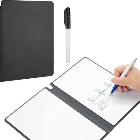 Portable Erasable Whiteboard 2434cm, Desktop Whiteboard, Portable and Erasable, Double-Sided Writing, with 1 Pen, For Business, Home, Office, Black (1/5)