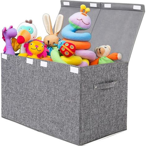 Coffre à jouet pliable avec couvercle et poignée – Dimensions 62x33x40 cm – Matériau tissu Oxford – Capacité 83 L pour rangement chambre enfant (1/4)