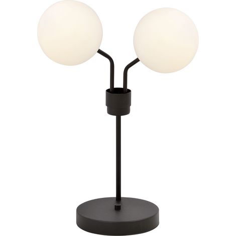 Lampe de chevet Emibig Nova noir/opal 2xE14 42cm métal (1/4)