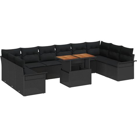 Maison Exclusive - Garten-Sofa-Set mit Speicher 9 pcs Schwarz Pol
