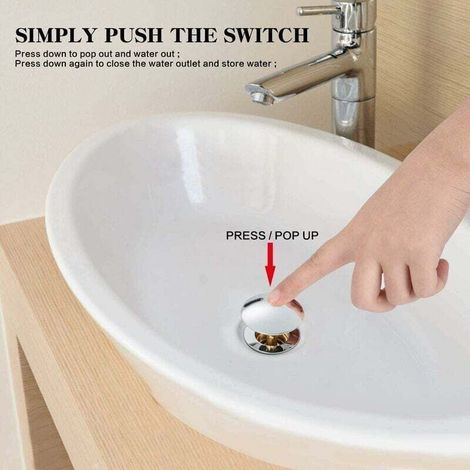 Bonde de lavabo pop up 4 pièces – Bouchon à ressort en laiton résistant à la corrosion – Installation facile pour éviers et baignoires (1/4)