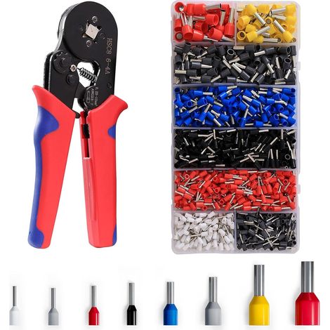 Lot de 1200 manchons de câble de 0,25 mm² à 10 mm² - Jeu de pinces à sertir - Raccords filetés - Manchons de câble isolés (1/5)