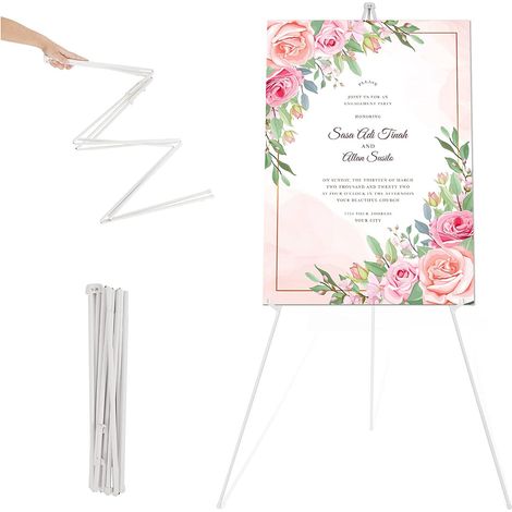 Chevalet d'artiste - 160 cm - Réglable - Trépied de table - Affichage de peinture sur toile - Facile à plier - Pour studio de mariage - Pour intérieur et extérieur - Blanc (1/5)