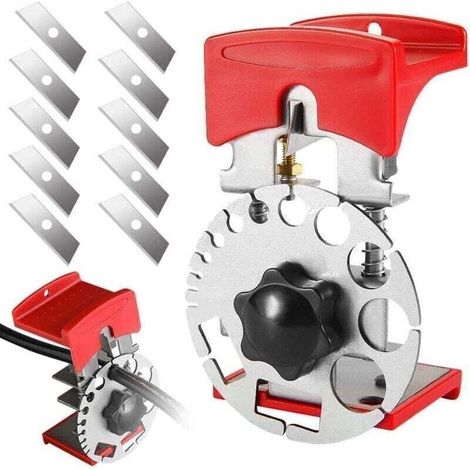 Enowelir Dénudeur de Fils Manuel Portable avec Profondeur Réglable et 10 Lames pour Cuivre et Câbles Électriques (1/4)