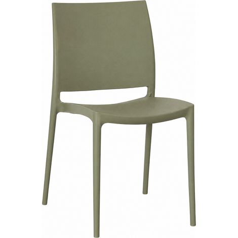 Silla de comedor Altea de plástico verde oliva, modelo confort. (1/5)