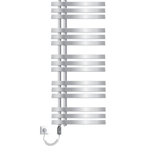 ECD Germany Iron EM Design Badheizkörper Elektrisch mit Heizstab 900 W - 500 x 1200 mm - Chrom - Designheizkörper Paneelheizkörper Heizkörper Handtuchwärmer Handtuchtrockner (1/5)