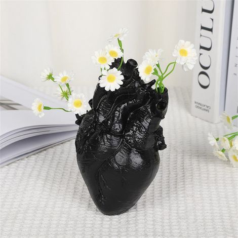 Vase - Forme Coeur - Décoration Table Bureau Salon Étude - Pour Fleurs Fraîches ou Artificielles - 10 x 8 x 15 cm - Plastique (1/5)