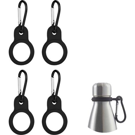 4 Pièces Porte Gourde, Boucle de Bouteille d'eau en Silicone,Lanière pour Bouteille d'eau,Porte Anneau Portable avec Mousqueton,Convient pour Les Voyages,Le Camping (1/5)