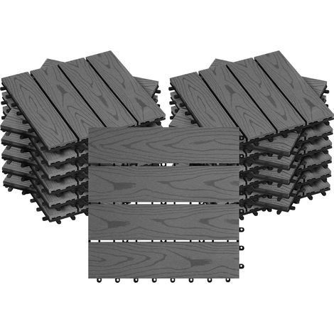 WOLTU Piastrelle per Pavimenti da Esterno in WPC 22 Pannelli /2 m² Grigio
