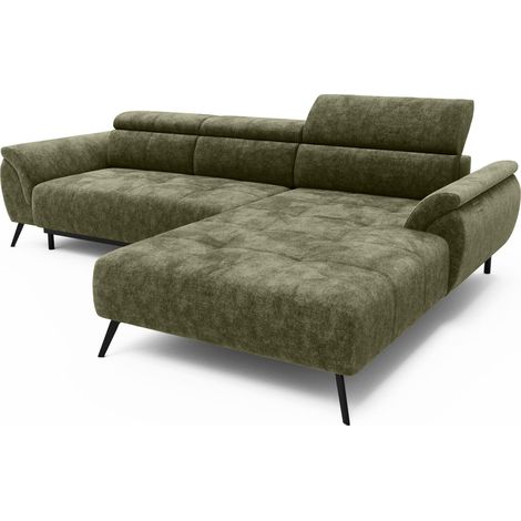 Ecksofa Ottomane links Chenille 286x184x79 grün VALENTINAMassivmoebel24 GmbH