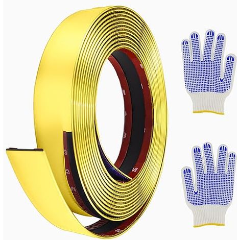 Moulure Murale Adhésive Decoration Auto Chrome Bande de Garniture Acier inoxydable Design Peel and Stick pour la de Meubles et (30mm) (1/4)