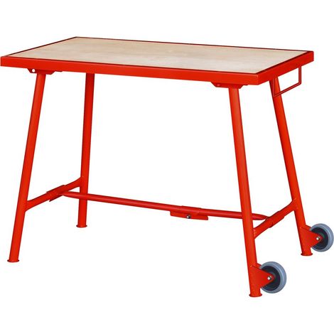 Outifrance – Établi modulable pliant pro – Plateau bois multiplis 27 mm – Piètement acier pliable avec roues Ø 100 mm – Charge max. 820 kg
