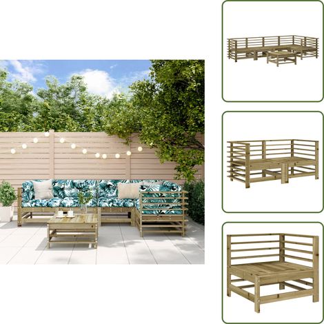 6-tlg. Garten-Lounge-Set Imprägniertes Kiefernholz - Gartenmöbel - Loungeset - Rattan Möbel - Kiefernholz - Gartensitzgruppe