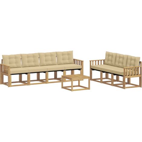 Conjunto de sofás de exterior con cojín 8 pcs y Beige vidaXL (1/5)