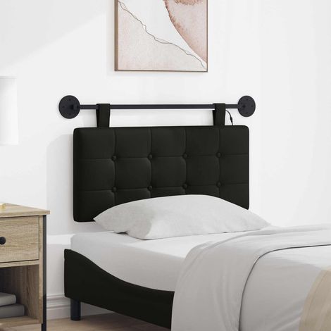 Tête de lit suspendue LED murale en simili cuir noir 90 x 55 x 5 cm - PANGIVO (1/5)