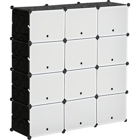 Système de rangement modulaire 12 cubes 125x32x125 cm noir acier plastique