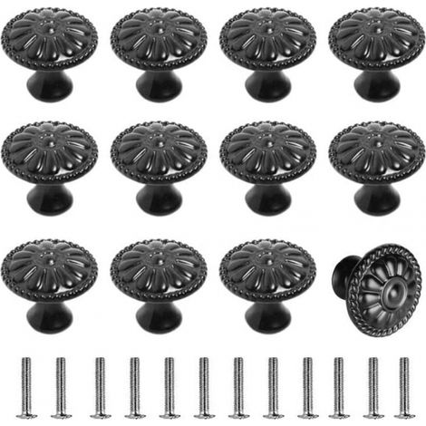 Poignées de meubles - Poignées de tiroir - Noir - 12 pièces - 30 mm - Alliage d'aluminium (1/5)