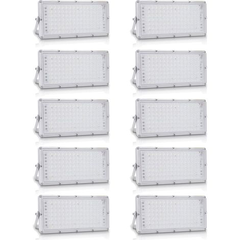10 Pièces 100W Projecteur Exterieur LED 10000LM 6500K Blanc froid Lampe Extérieur LED de Sécurité Imperméable IP65 Spot LED Extérieur Idéal pour Jardin Garage Couloir Terrasse Eclairage