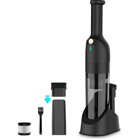 Aspirateur à main sans fil portable, 10000 Pa, 2 modes de puissance, filtration 4 couches, pour voiture, maison et bureau, noir, CHICFURN (1/5)