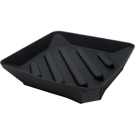 Lavabo de cuisine en silicone souple 26 cm (noir) Base auto-drainante, sortie d'eau efficace, forme carrée, 26 x 26 x 4,5 cm, lavage des fruits et légumes (1/5)