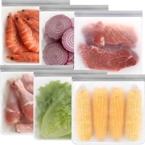 6 Pack Reusable Freezer Bags, Food Storage Bags (1/5)