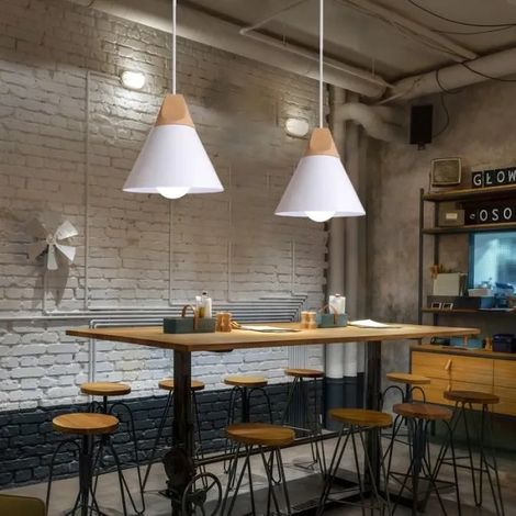 2pcs Moderne Lustre Suspension Industrielle Salon Blanc,E27 Lampe Luminaire Vintage en Métal pour Salon Chambre (1/4)