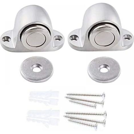 (2 Pack) Magnetic Door Stops, Stainless Steel Door Stopper with Screw Fixing, for Home, School or Office, Silver (1/5)