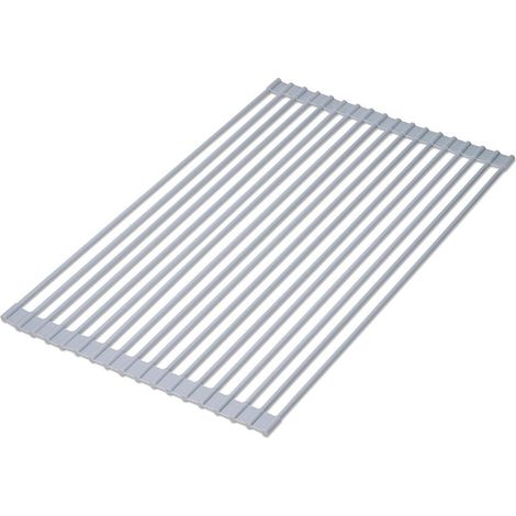 Scolapiatti e bicchieri in Acciaio e silicone, flessibile e avvolgibile di plastica grigia per ripiani da cucina 8939221 EMUCA (1/5)