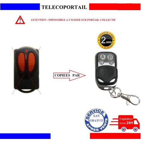 Télécommande universelle copieuse - V2 TXC2/TXC4 - 433.92 MHz (code fixe) - 4 canaux - Très résistante au choc