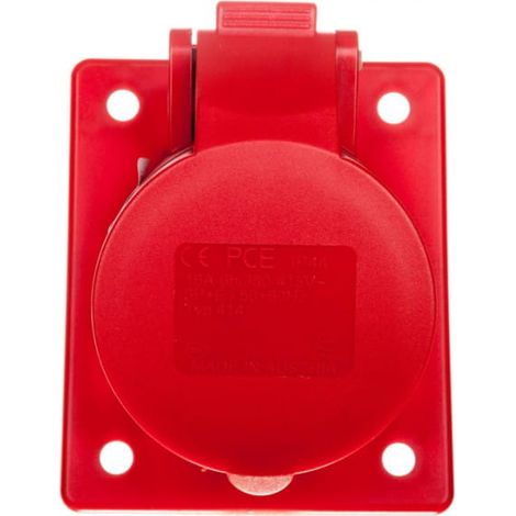 Enchufe de panel angular 16A 4P 400V /70x85/ rojo IP44 twist 414-6