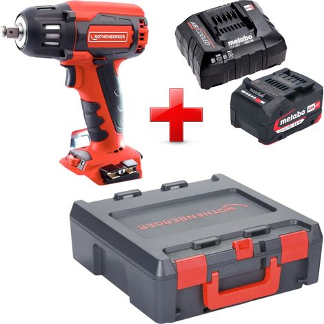 Avvitatore a percussione Rothenberger RO ID400 18 V 400 Nm Brushless + 1x batteria 4,0 Ah + caricabatteria + Rocase
