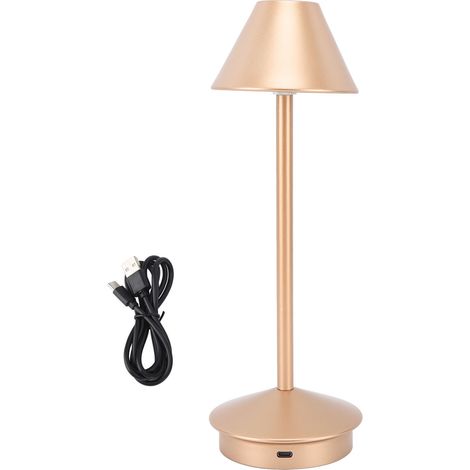 Ortviai Lampe de bureau sans fil en fer design moderne, 3 couleurs réglables et gradation continue, rose doré