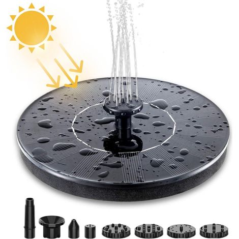 Fontaine solaire - Pompe pour fontaine de jardin/bassin/abreuvoir à oiseaux - 6 buses de pulvérisation - Fontaine de 16 cm (1/5)